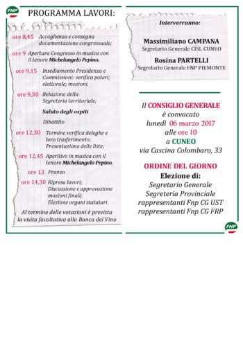 programma congresso Fnp Cisl Cuneo