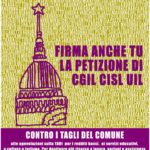 Manifesto petizione CGil Cisl Uil Torino primo piano