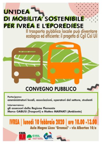 Trasporto elettrico a Ivrea: lunedì 10 il convegno di Cgil Cisl Uil Torino-Canavese